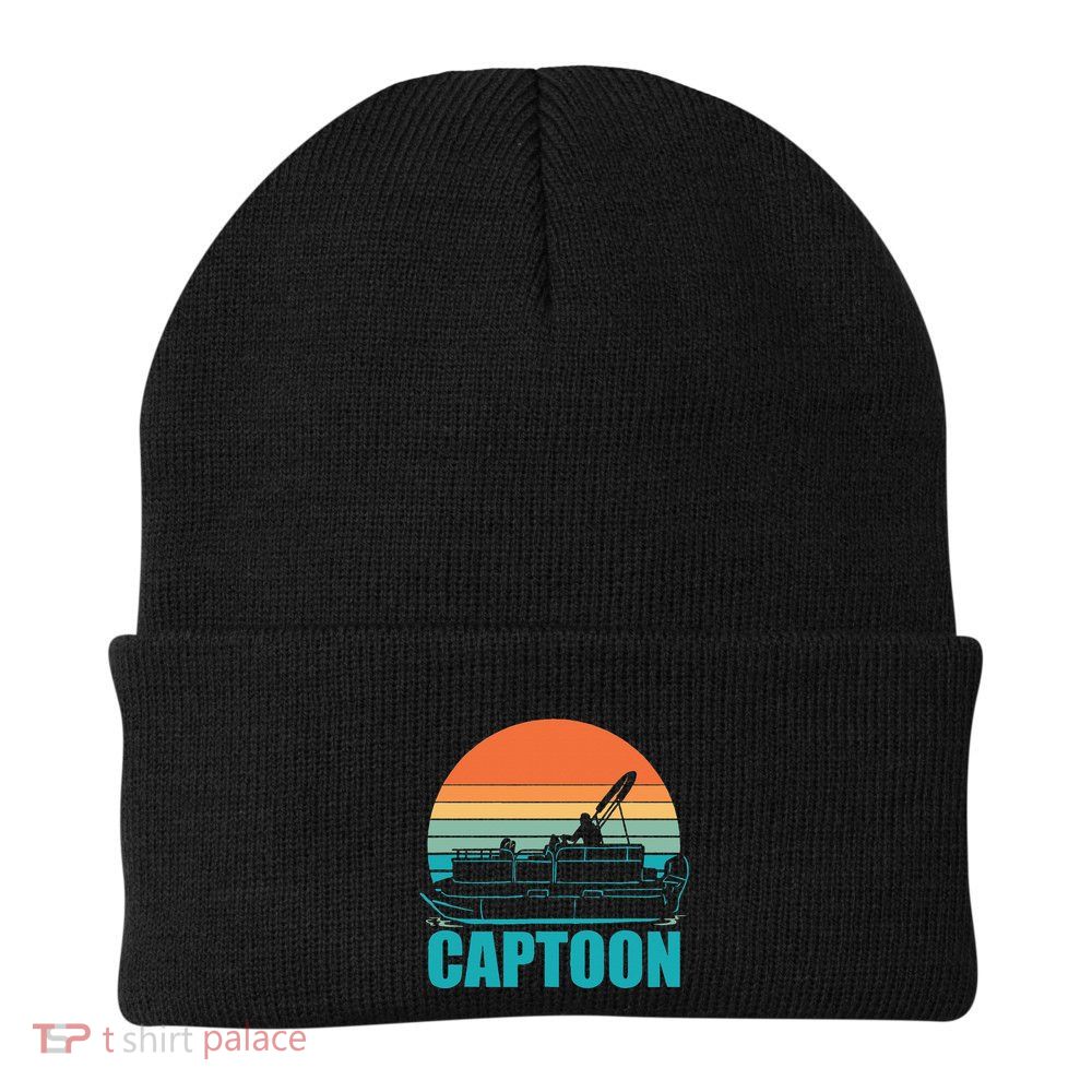 Funny Boating Captoon Pontoon Tritoon Captain Pontoon Boat Beanie