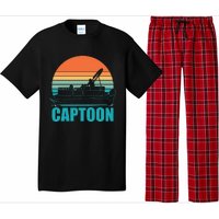 Funny Boating Captoon Pontoon Tritoon Captain Pontoon Boat Pajama Set