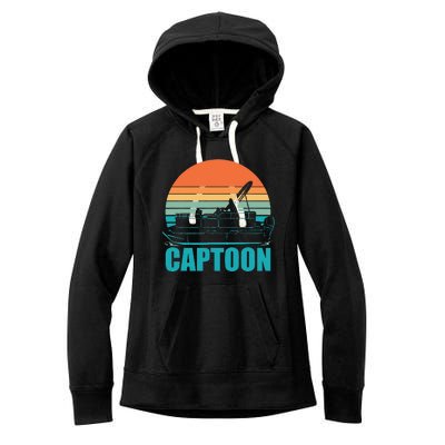 Funny Boating Captoon Pontoon Tritoon Captain Pontoon Boat Women's Fleece Hoodie