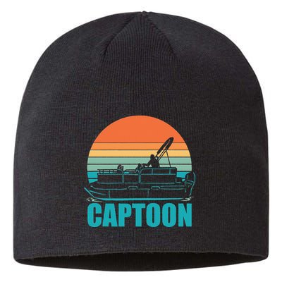 Funny Boating Captoon Pontoon Tritoon Captain Pontoon Boat Sustainable Beanie