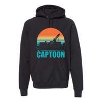 Funny Boating Captoon Pontoon Tritoon Captain Pontoon Boat Premium Hoodie