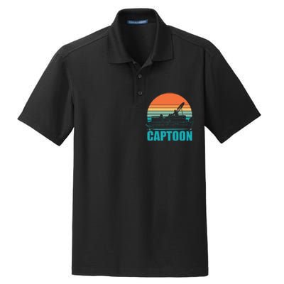 Funny Boating Captoon Pontoon Tritoon Captain Pontoon Boat Dry Zone Grid Polo