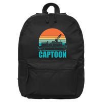 Funny Boating Captoon Pontoon Tritoon Captain Pontoon Boat 16 in Basic Backpack