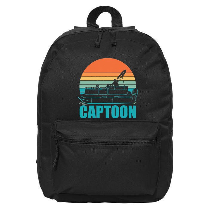 Funny Boating Captoon Pontoon Tritoon Captain Pontoon Boat 16 in Basic Backpack