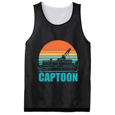 Funny Boating Captoon Pontoon Tritoon Captain Pontoon Boat Mesh Reversible Basketball Jersey Tank