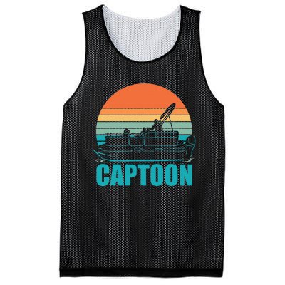 Funny Boating Captoon Pontoon Tritoon Captain Pontoon Boat Mesh Reversible Basketball Jersey Tank