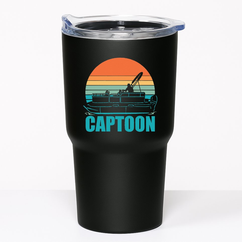 Funny Boating Captoon Pontoon Tritoon Captain Pontoon Boat Tumbler