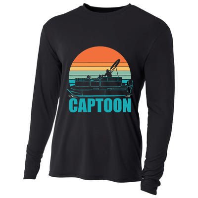 Funny Boating Captoon Pontoon Tritoon Captain Pontoon Boat Cooling Performance Long Sleeve Crew