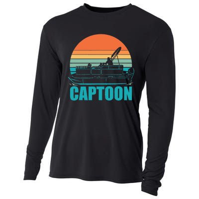 Funny Boating Captoon Pontoon Tritoon Captain Pontoon Boat Cooling Performance Long Sleeve Crew