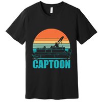 Funny Boating Captoon Pontoon Tritoon Captain Pontoon Boat Premium T-Shirt