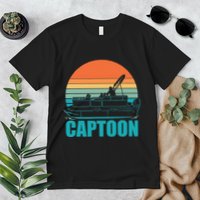 Funny Boating Captoon Pontoon Tritoon Captain Pontoon Boat Premium T-Shirt