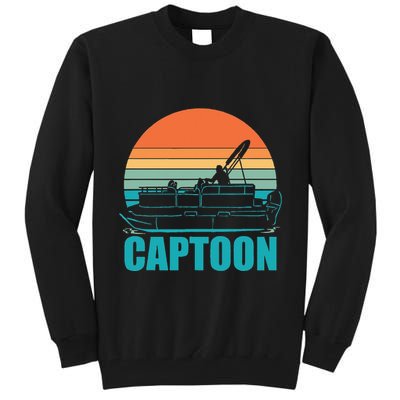 Funny Boating Captoon Pontoon Tritoon Captain Pontoon Boat Tall Sweatshirt