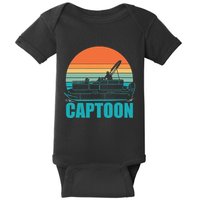 Funny Boating Captoon Pontoon Tritoon Captain Pontoon Boat Baby Bodysuit