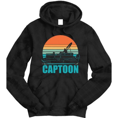 Funny Boating Captoon Pontoon Tritoon Captain Pontoon Boat Tie Dye Hoodie