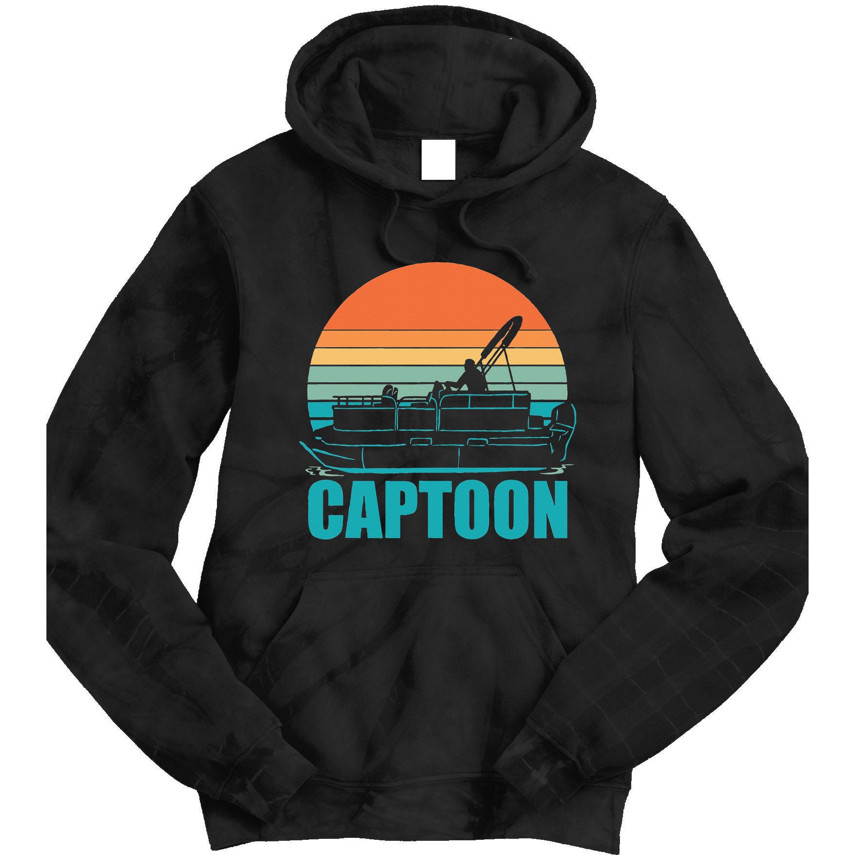 Funny Boating Captoon Pontoon Tritoon Captain Pontoon Boat Tie Dye Hoodie