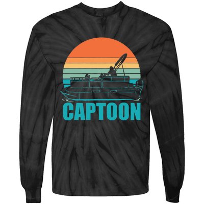 Funny Boating Captoon Pontoon Tritoon Captain Pontoon Boat Tie-Dye Long Sleeve Shirt