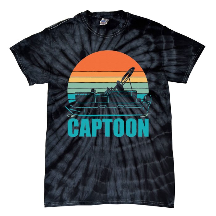 Funny Boating Captoon Pontoon Tritoon Captain Pontoon Boat Tie-Dye T-Shirt