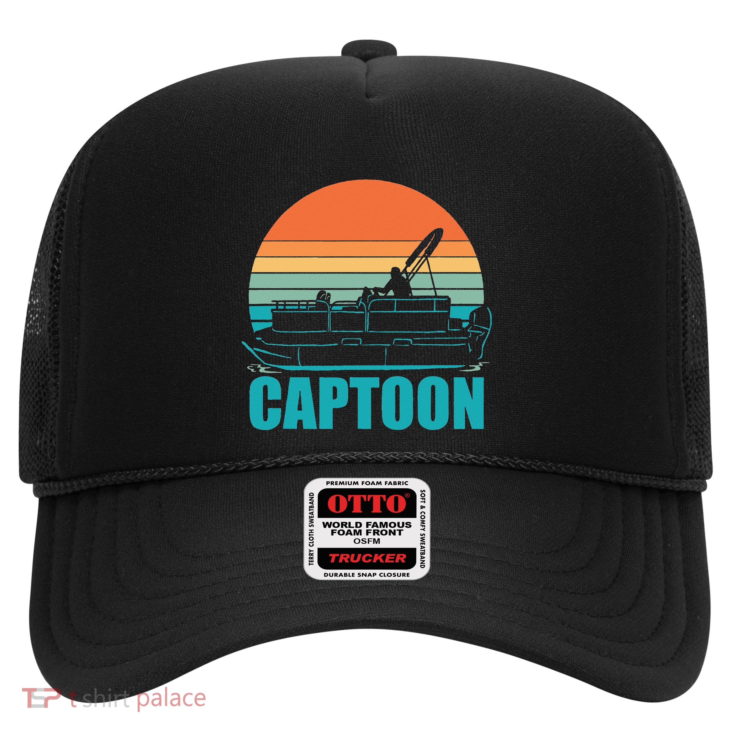 Funny Boating Captoon Pontoon Tritoon Captain Pontoon Boat Trucker Hat