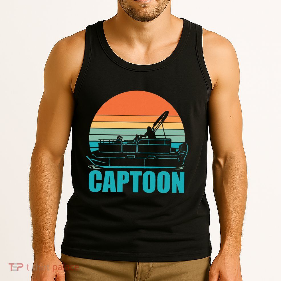Funny Boating Captoon Pontoon Tritoon Captain Pontoon Boat Tank Top