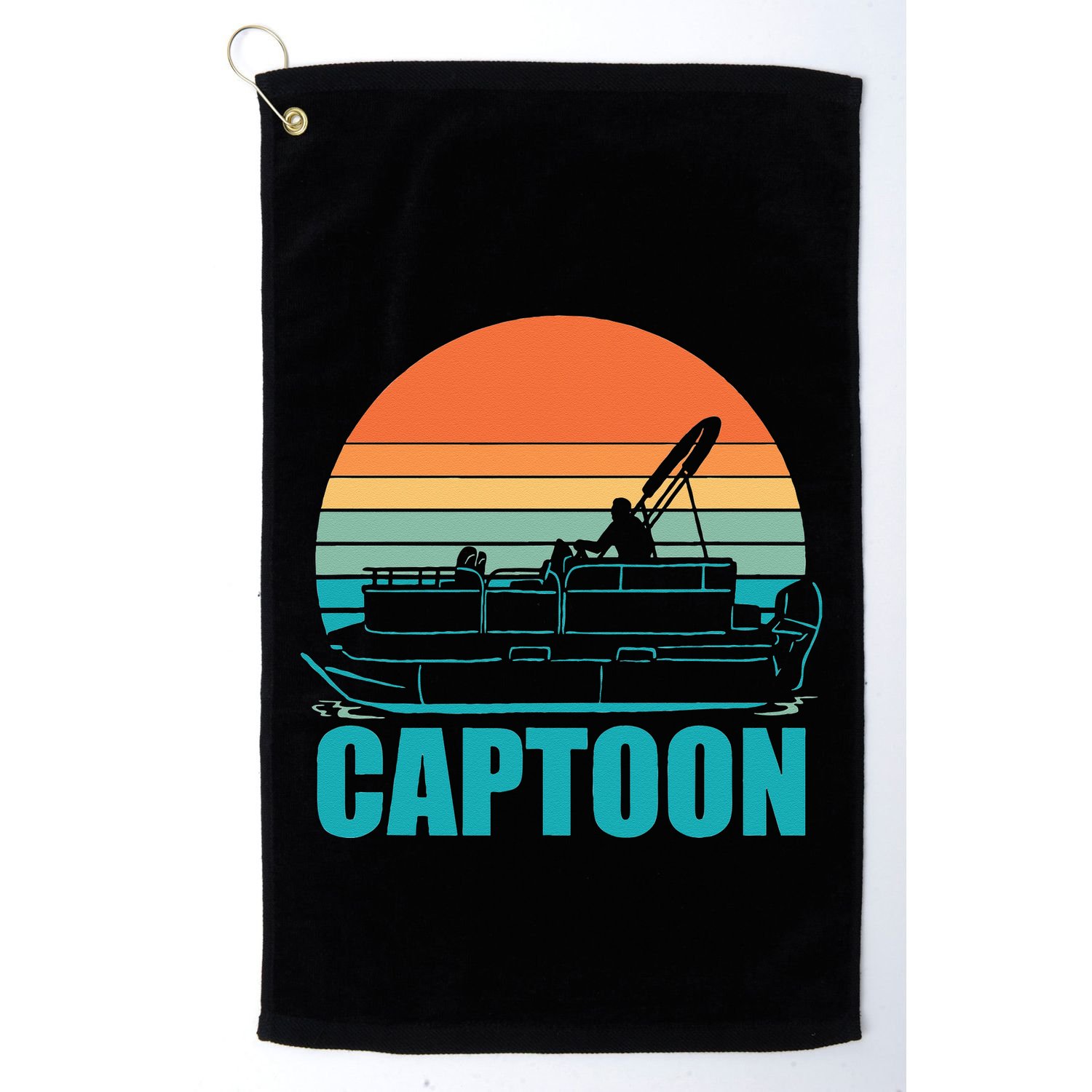 Funny Boating Captoon Pontoon Tritoon Captain Pontoon Boat Golf Towel