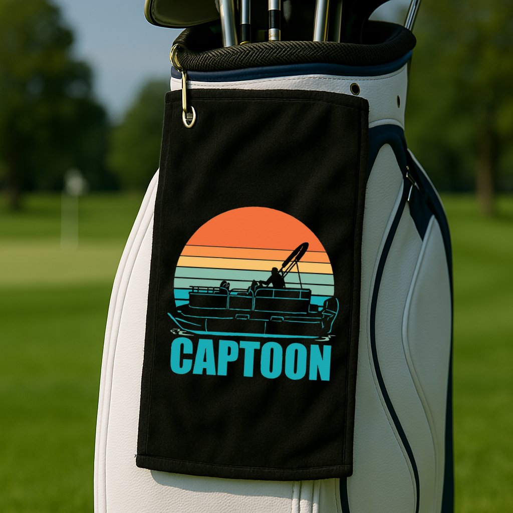 Funny Boating Captoon Pontoon Tritoon Captain Pontoon Boat Golf Towel