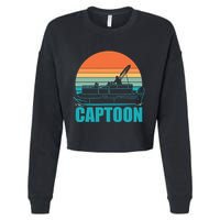 Funny Boating Captoon Pontoon Tritoon Captain Pontoon Boat Cropped Pullover Crew