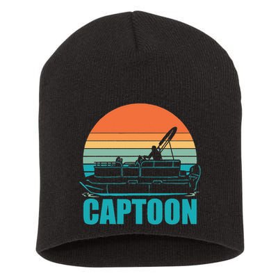 Funny Boating Captoon Pontoon Tritoon Captain Pontoon Boat Short Acrylic Beanie