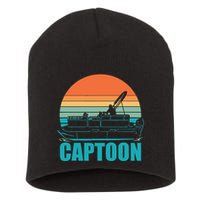 Funny Boating Captoon Pontoon Tritoon Captain Pontoon Boat Short Acrylic Beanie