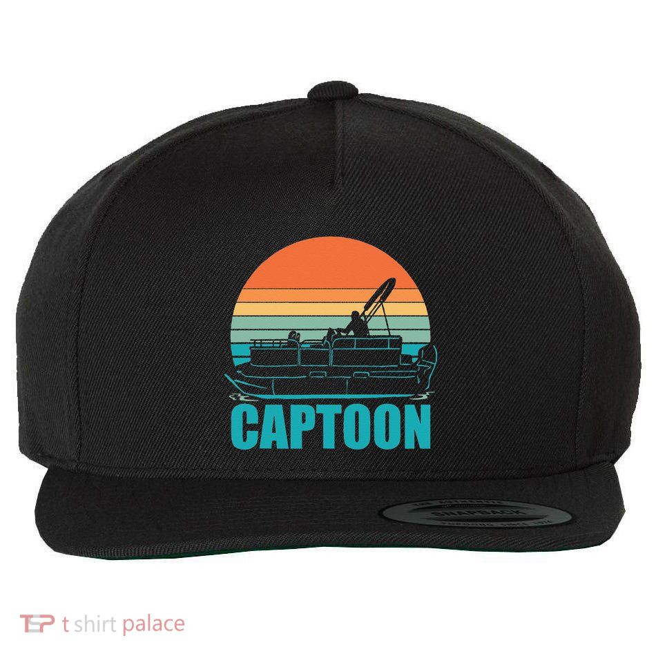 Funny Boating Captoon Pontoon Tritoon Captain Pontoon Boat Wool Snapback Cap