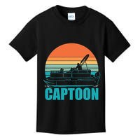 Funny Boating Captoon Pontoon Tritoon Captain Pontoon Boat Kids T-Shirt