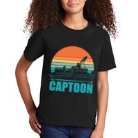 Funny Boating Captoon Pontoon Tritoon Captain Pontoon Boat Kids T-Shirt