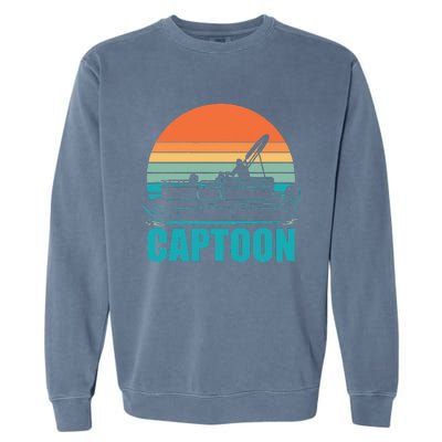 Funny Boating Captoon Pontoon Tritoon Captain Pontoon Boat Garment-Dyed Sweatshirt