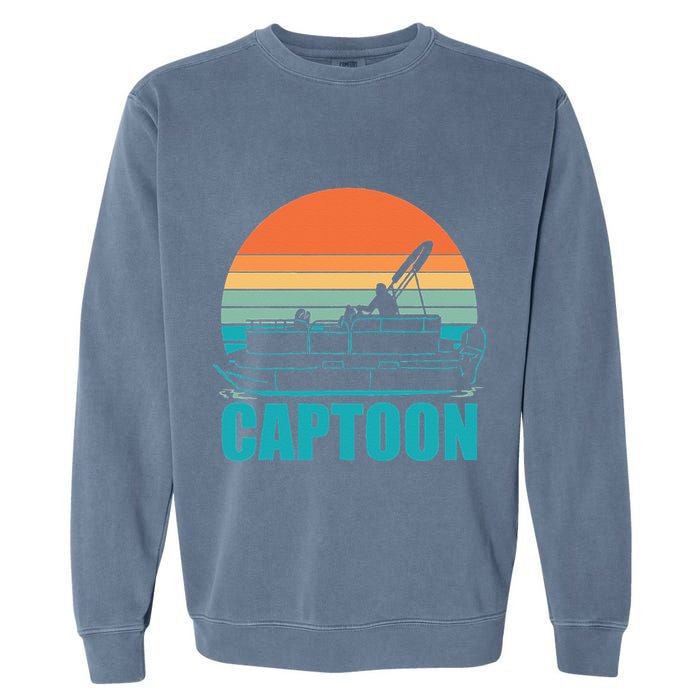 Funny Boating Captoon Pontoon Tritoon Captain Pontoon Boat Garment-Dyed Sweatshirt