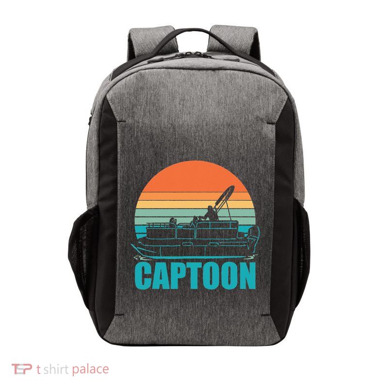 Funny Boating Captoon Pontoon Tritoon Captain Pontoon Boat Vector Backpack