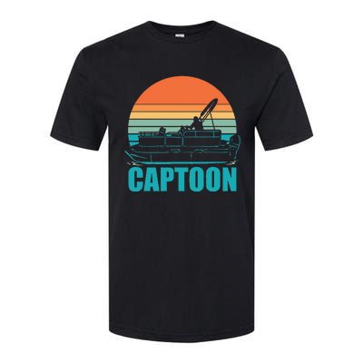 Funny Boating Captoon Pontoon Tritoon Captain Pontoon Boat Softstyle CVC T-Shirt