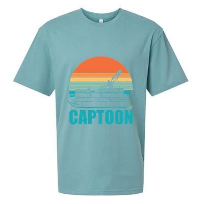 Funny Boating Captoon Pontoon Tritoon Captain Pontoon Boat Sueded Cloud Jersey T-Shirt
