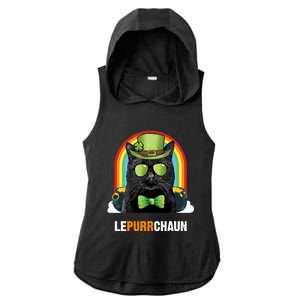 Funny Bombay Cat Lepurrchaun St Patricks Day Gift Ladies PosiCharge Tri-Blend Wicking Draft Hoodie Tank