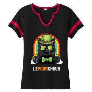 Funny Bombay Cat Lepurrchaun St Patricks Day Gift Ladies Halftime Notch Neck Tee