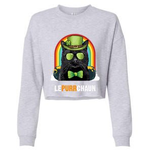 Funny Bombay Cat Lepurrchaun St Patricks Day Gift Cropped Pullover Crew