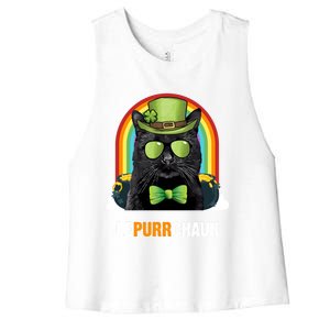 Funny Bombay Cat Lepurrchaun St Patricks Day Gift Women's Racerback Cropped Tank