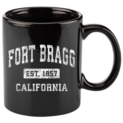 Fort Bragg California Ca Vintage Established Sports 11oz C Handle Ceramic Mug