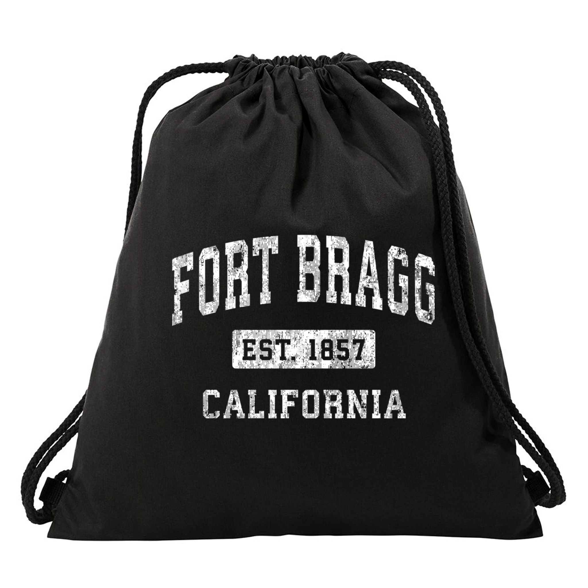 Fort Bragg California Ca Vintage Established Sports Drawstring Bag