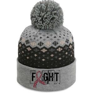 Fight Breast Cancer Awareness Leopard Ribbon The Baniff Cuffed Pom Beanie