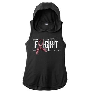 Fight Breast Cancer Awareness Leopard Ribbon Ladies PosiCharge Tri-Blend Wicking Draft Hoodie Tank