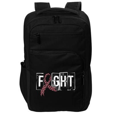Fight Breast Cancer Awareness Leopard Ribbon Impact Tech Backpack