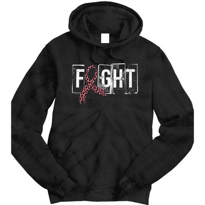 Fight Breast Cancer Awareness Leopard Ribbon Tie Dye Hoodie