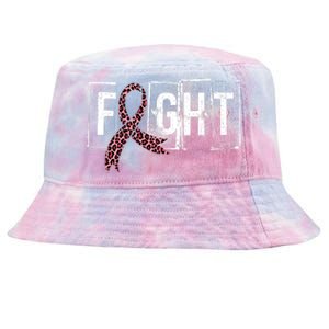 Fight Breast Cancer Awareness Leopard Ribbon Tie-Dyed Bucket Hat