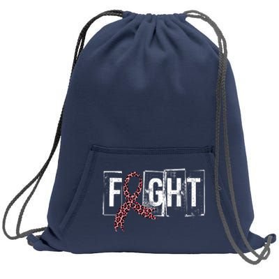 Fight Breast Cancer Awareness Leopard Ribbon Sweatshirt Cinch Pack Bag