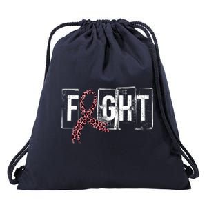 Fight Breast Cancer Awareness Leopard Ribbon Drawstring Bag