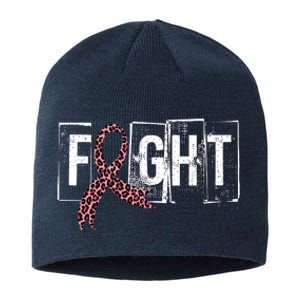 Fight Breast Cancer Awareness Leopard Ribbon Sustainable Beanie